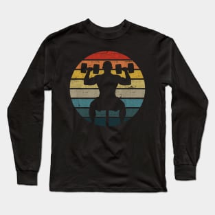 Shoulder Exercises Silhouette On A Distressed Retro Sunset graphic Long Sleeve T-Shirt